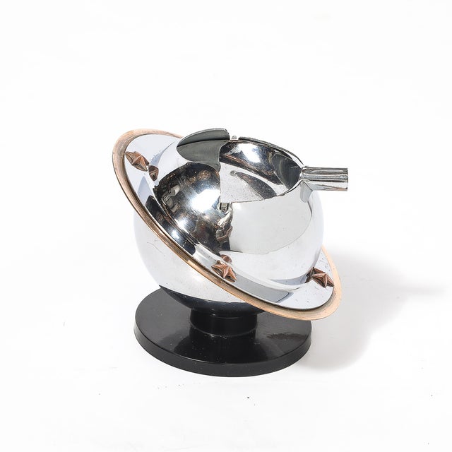 Art Deco Revere Saturn Ashtray in Chrome, Brass & Bakelite For Sale In New York - Image 6 of 13