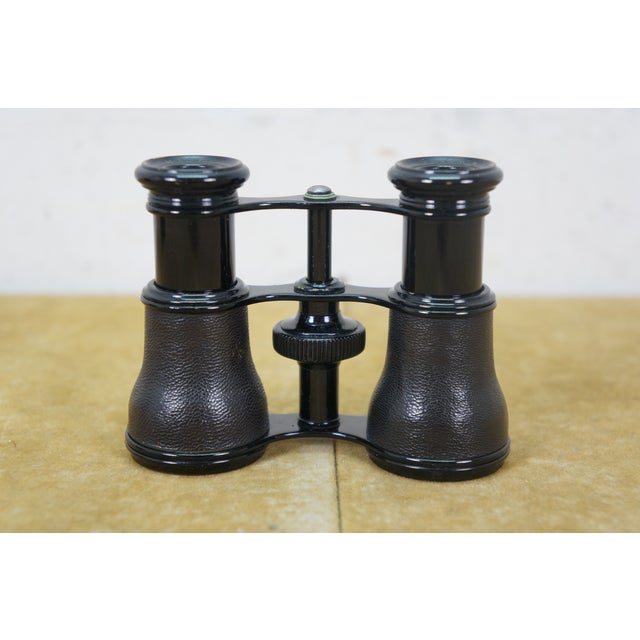 Antique Lemaire French Opera Glasses Black Leather Binoculars & Case For Sale - Image 12 of 15