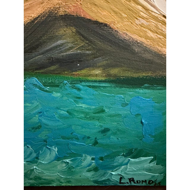 2025 Original Impasto Mountain and Lakeside Landscape Painting Signed L. Romo For Sale - Image 4 of 8