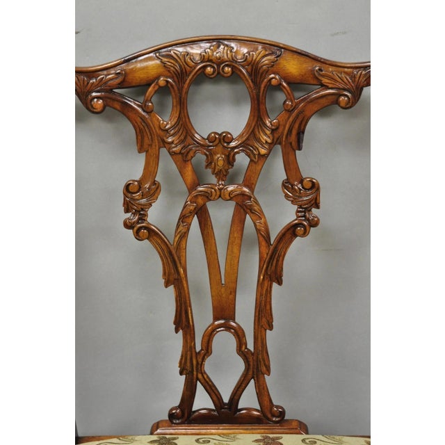 Chippendale Style Carved Mahogany Dining Side Chairs Attr Theodore Alexander - 4 For Sale - Image 4 of 12