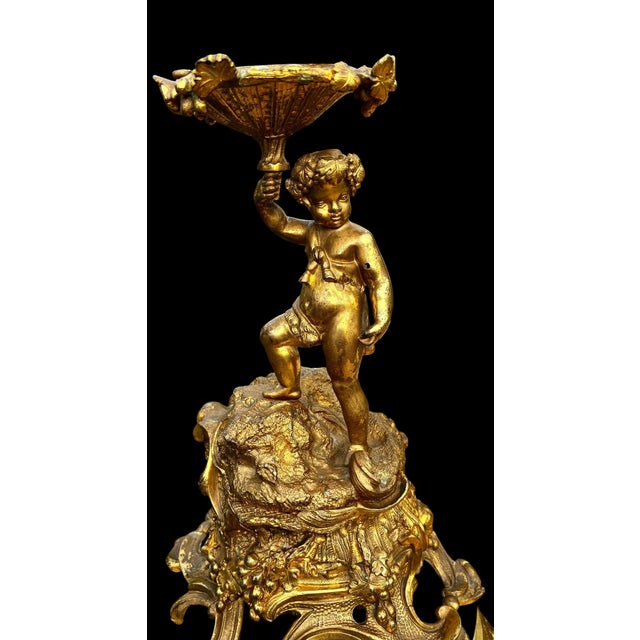 1900 - 1909 Antique French Gilt Bronze Figural Centerpiece For Sale - Image 5 of 18