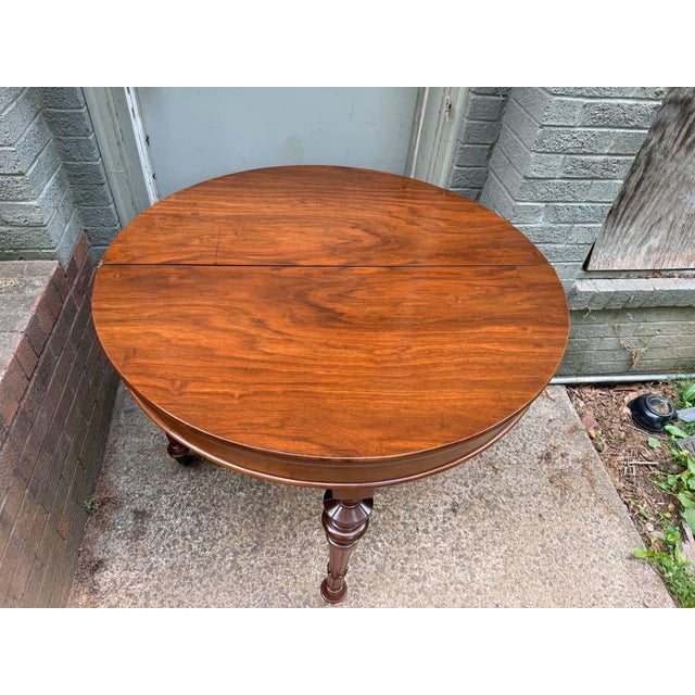 Early 20th Century Antique Louis Philippe Style Flip Top /Folding Top Demi Lune Expanding Console Table For Sale - Image 5 of 18