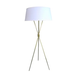 Mid-Century Brass Tripod Floor Lamp by Th Robsjohn Gibbings for Hansen Lighting For Sale