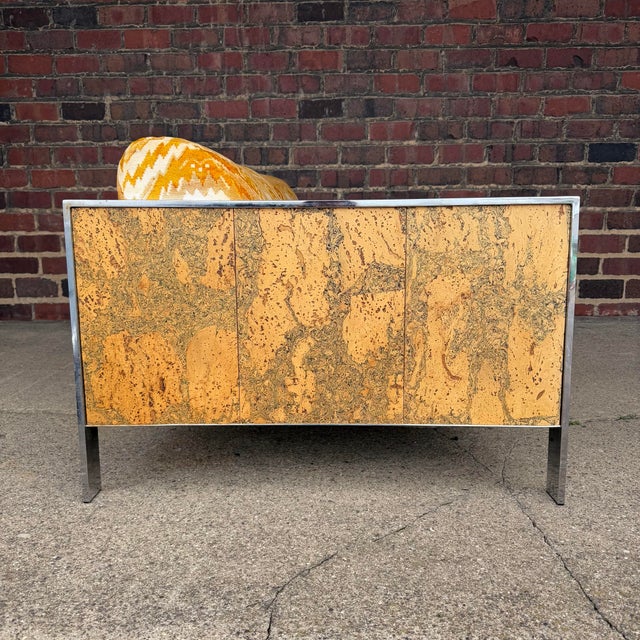 Adrian Pearsall Chrome & Cork Loveseat Sofa for Craft Associates (1 of 2) For Sale In Cleveland - Image 6 of 12