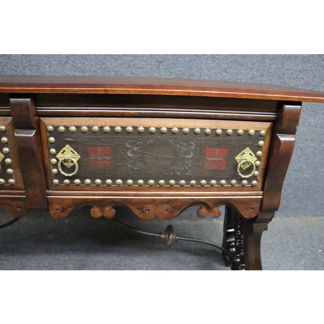 Hastings Italian Walnut Baroque Style Sideboard With Tooled Leather Drawers For Sale In Philadelphia - Image 6 of 11