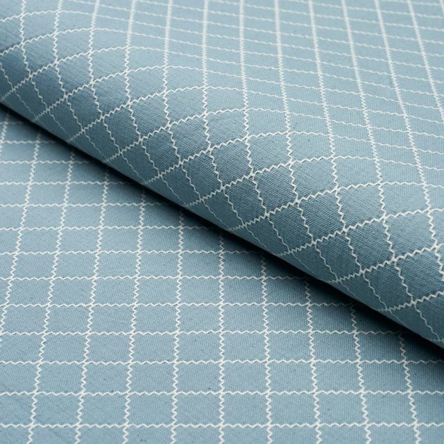 Schumacher SAMPLE - Schumacher X Mark D. Sikes Maggie Lattice Fabric In China Blue For Sale - Image 4 of 5