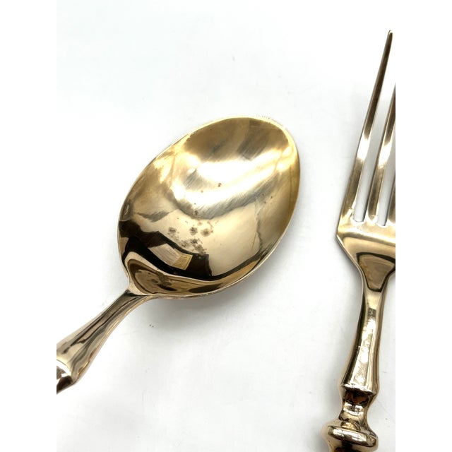 Brutalist Mid-Century Bronze and Rosewood Royal Cutlery Set, 1970s, Set of 24 For Sale - Image 3 of 18
