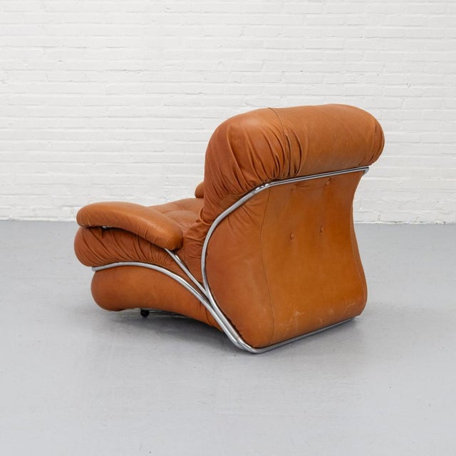 1970s Corolla Lounge Chair in Cognac Leather by I.P.E., 1970s For Sale - Image 5 of 18