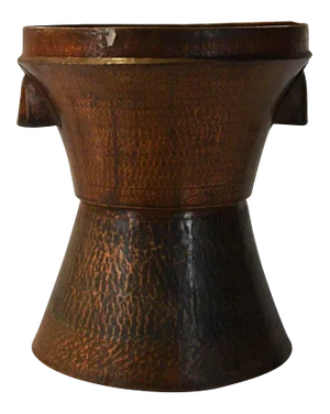 Vintage Indian Hand-Hammered Copper Grain Basket From the 1950s