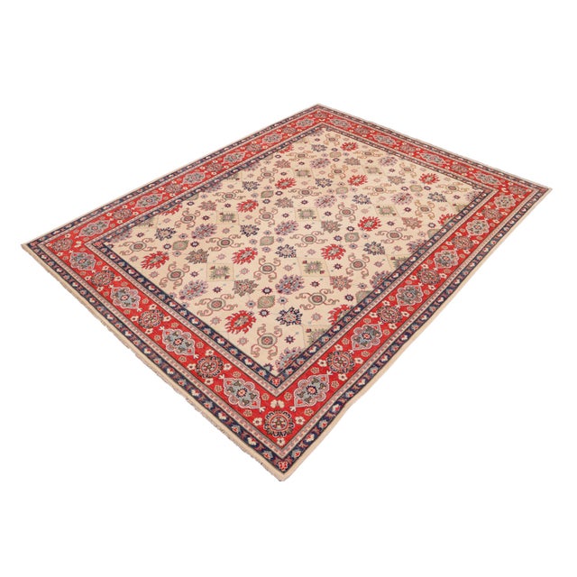 Southwestern Kazak Beige/Red Wool Rug - 9'2''x12'1'' For Sale - Image 9 of 10