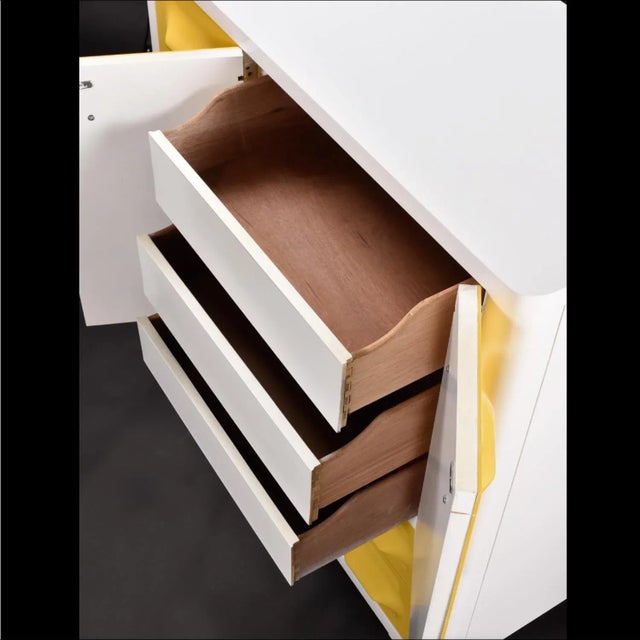 Space Age Broyhill Chapter One Yellow and White Gentlemen's Chest Dresser For Sale - Image 13 of 14