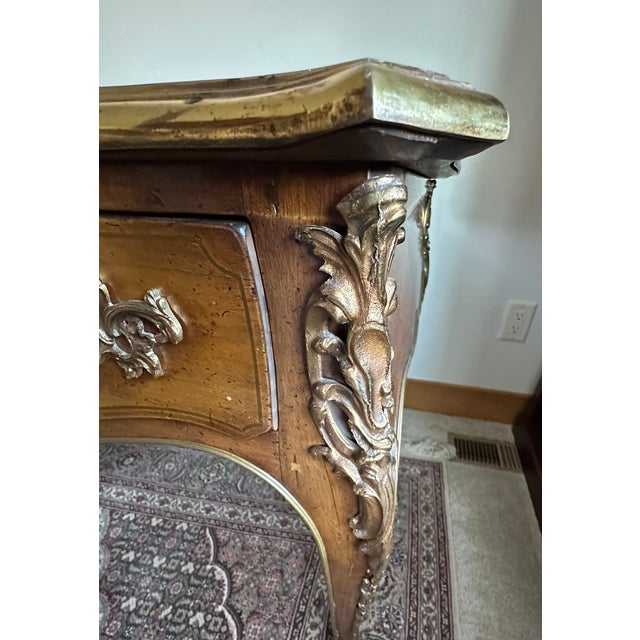 Chestnut 1960 Attributed Baker Louie IV Desk White Oak One Off For Sale - Image 8 of 10