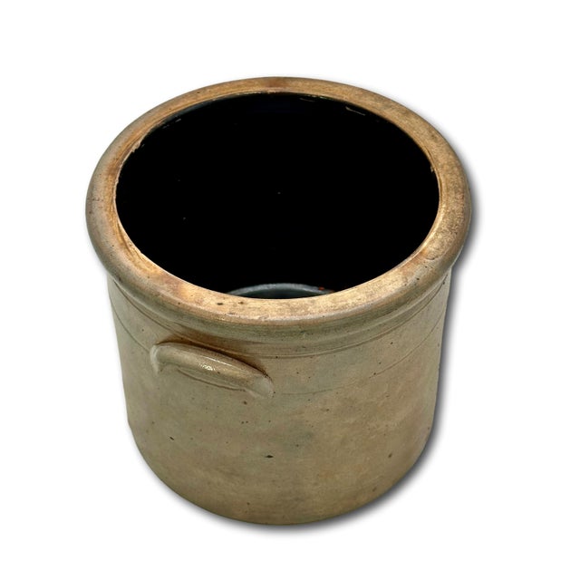 Antique Small 1 Gallon Size American New England Blue Decorated Stoneware Storage Jar - Circa 1870s For Sale - Image 16 of 18
