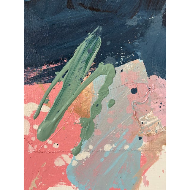 Contemporary Abstract Acrylic, Ink & Textiles on Canvas "Sea Legs" by Marcus Aitken For Sale - Image 6 of 11