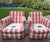 A Pair of Custom Pink Plaid Pleated Skirt Lounge Chairs With Rolled Arms For Sale - Image 16 of 18