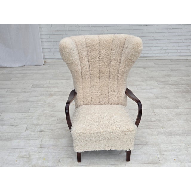 Danish High-Back Lounge Chair in Sheepskin, 1960s For Sale - Image 18 of 18