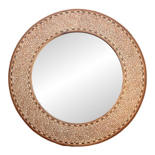 Finely Fern Leaf Inlay Round Mirror For Sale