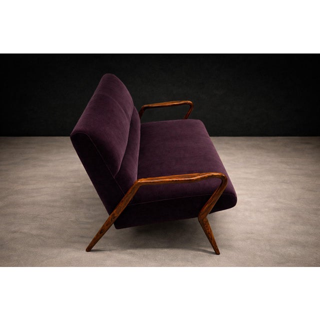 Giuseppe Scapinelli Sculptural Sofa in Solid Caviúna & Deep Aubergine Mohair, Brazil, 1950s - Lot 755 For Sale - Image 9 of 13