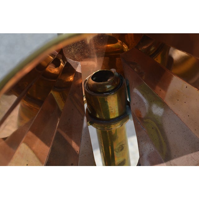 Metal Vintage Sarreid Korea Copper & Brass Reflector Candle Stick Student Lamps Lights - a Pair For Sale - Image 7 of 12