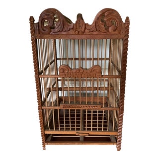 Vintage Wooden Birdcage Chateau France For Sale