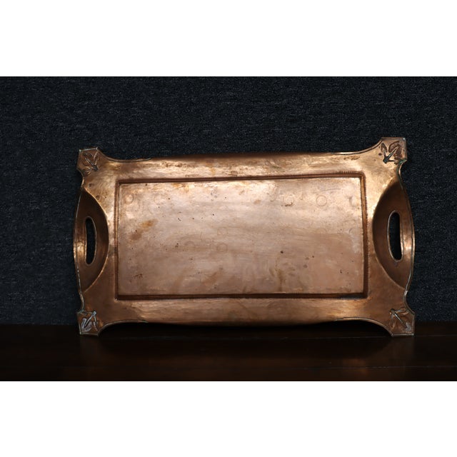 Copper Art Nouveau Copper Serving Tray With Integrated Handles For Sale - Image 8 of 12