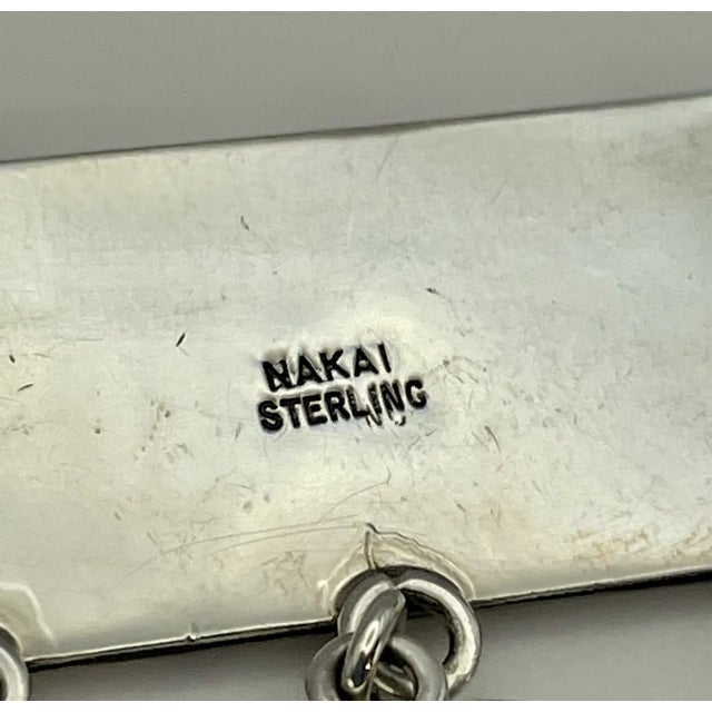 Native American Sterling Silver Gemstone Brooch Navajo Signed Nakai Pueblo Adobe Village For Sale - Image 6 of 7