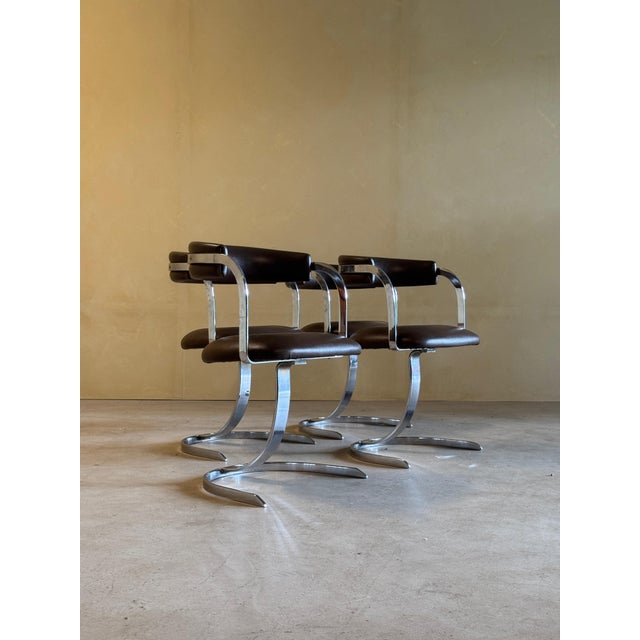 1970s Vintage Cast Iron and Chromed Dining Chairs, 1970s, Set of 4 For Sale - Image 5 of 18