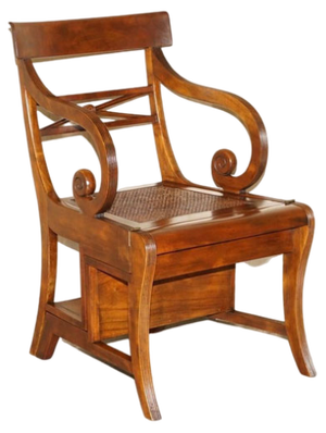 Vintage Hardwood Bergere Metamorphic Leather Library Armchair Steps