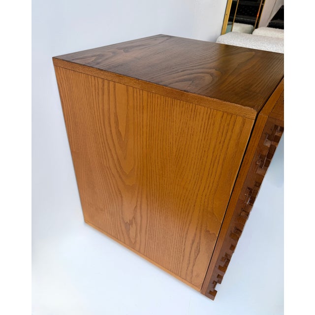 Contemporary Pair of Wood Marquetry Cube Bedside Tables. Italy For Sale - Image 16 of 17
