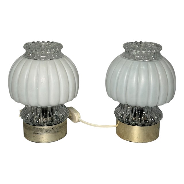 Glass Night Lamps from Graewe, Germany, 1960s, Set of 2 For Sale