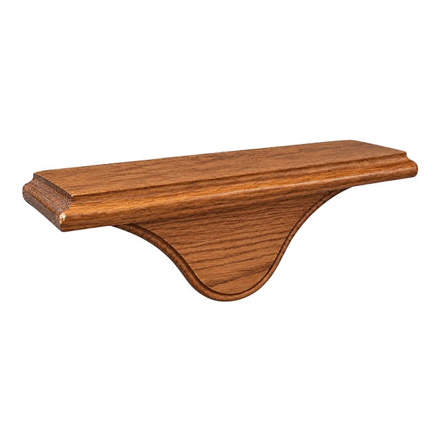 Vintage Oak Wall Shelf With Curved Backplate For Sale
