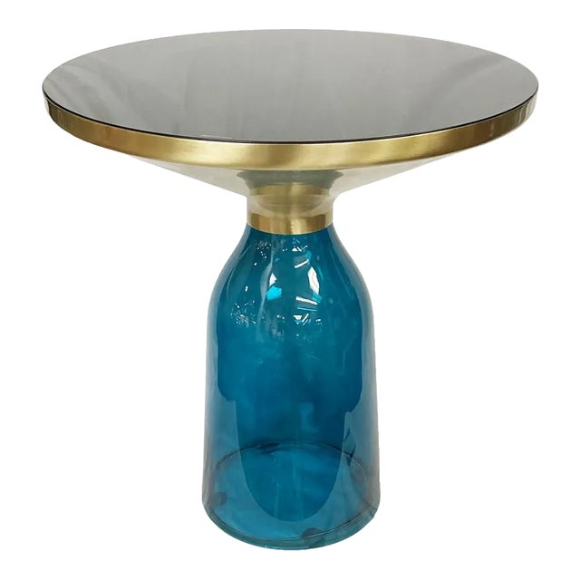 Bellini Modern Ritz Glass Side Table in Blue For Sale