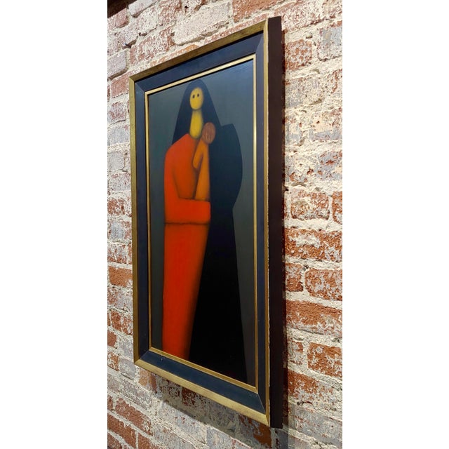Jesus Leuus 1965 Minimalist Mother in Red - Oil Painting For Sale In Los Angeles - Image 6 of 10