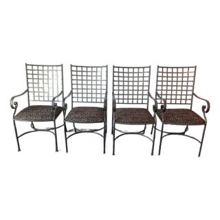 4 Lattice Back Iron Chairs For Sale