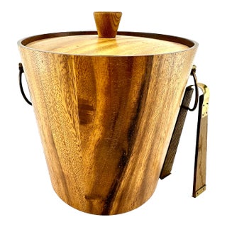 Vintage Mid Century 1960's Wood Ice Bucket For Sale