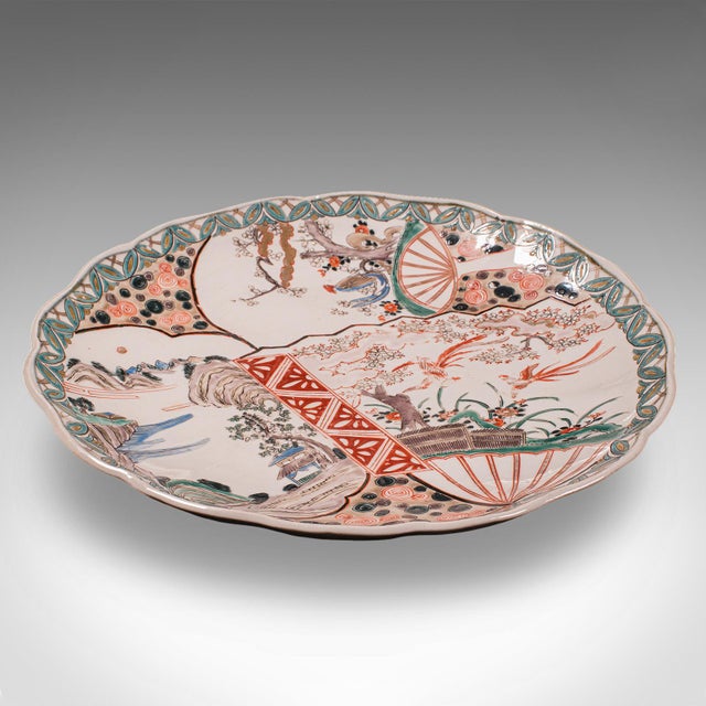 Japanese Antique Imari Fruit Plate, Japanese, Meiji Ceramic Decorative Charger, Victorian For Sale - Image 3 of 8