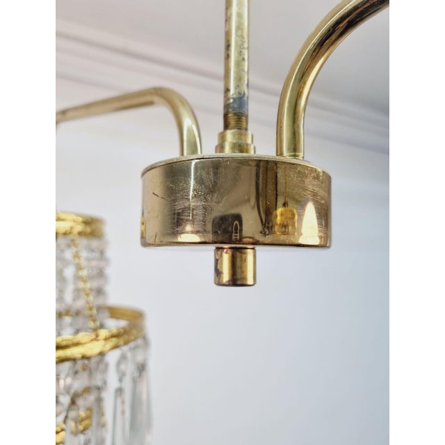 Glass Vintage Crystal Chandelier For Sale - Image 7 of 8