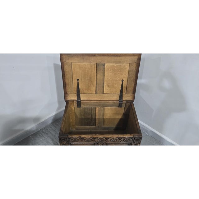 Small Oak Inlaid Coffer, 1920 For Sale - Image 4 of 12