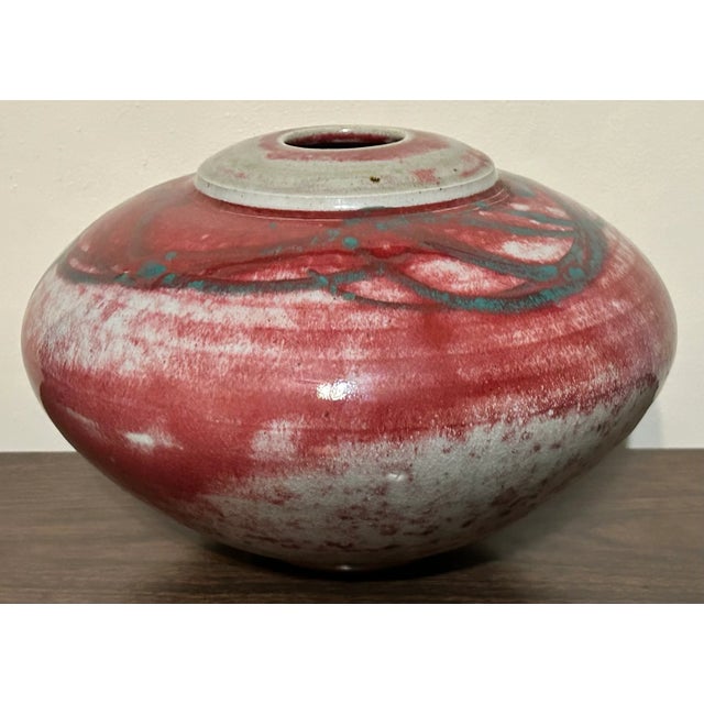 Vintage 1980’s American Contemporary Style Gary Kosmas Art Pottery Clay Rotund Vase For Sale - Image 4 of 7