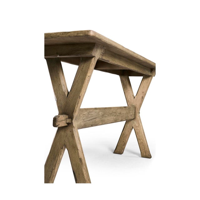 2020s Faded Oak Narrow Solid Wood Console Table For Sale - Image 5 of 8