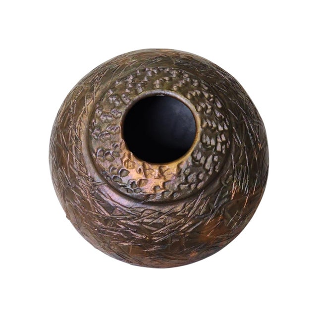 Vintage Studio Pottery Raku Lustre Glaze Vase For Sale - Image 4 of 6