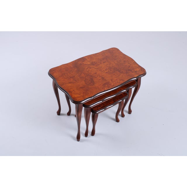 Elegant and classy nesting table set from Italy. Clearly inspired by the Queen Anne style, but produced later, in the...