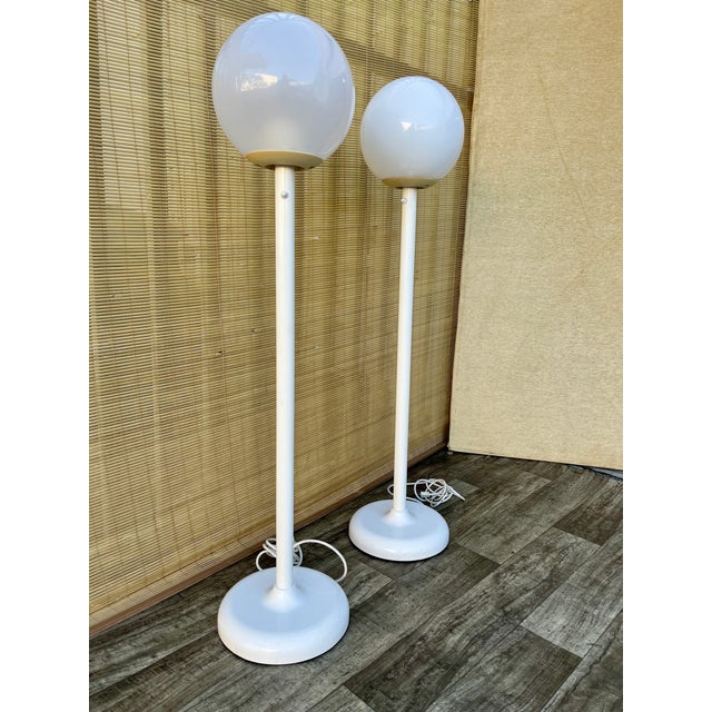 Postmodern A Pair of Postmodern White Lollipop Floor Lamps. Circa 1980s For Sale - Image 3 of 18