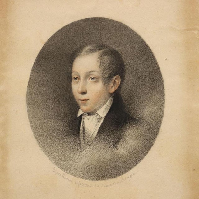 Cesare Ferreri, Portraits, Pastel Drawings on Paper, Framed, Set of 2 For Sale - Image 4 of 13