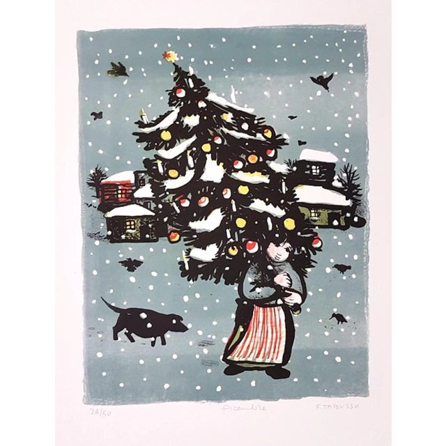 December - Original Lithograph by Francesco Tabusso - 1968 1968 For Sale