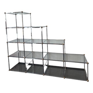 Vintage Glass Shelving Unit, 1980s For Sale