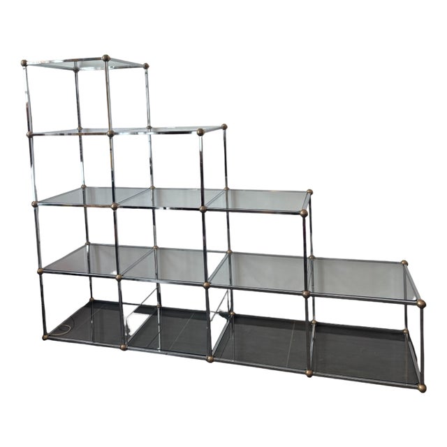 Vintage Glass Shelving Unit, 1980s For Sale