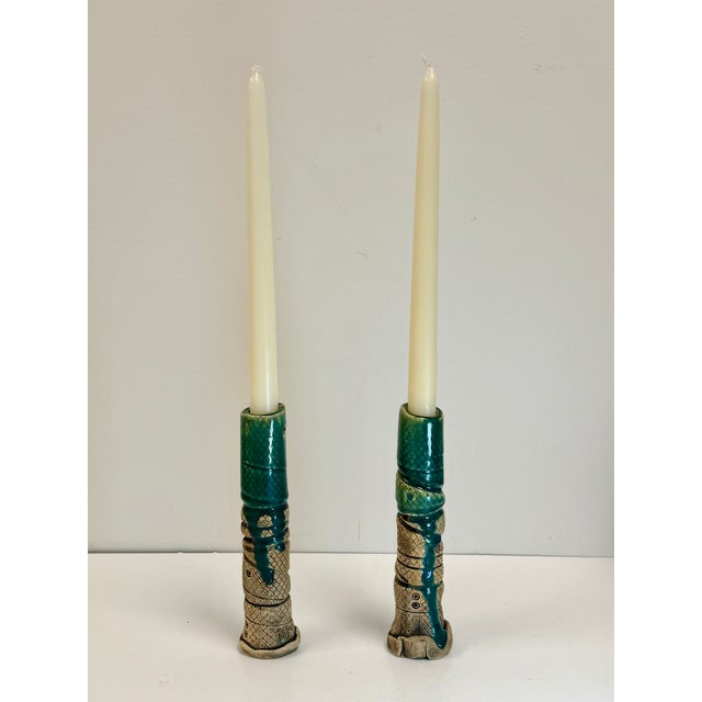 Vintage Richard Marshall Ceramic Candlesticks - A Pair For Sale - Image 4 of 8
