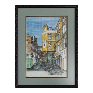 Illustration of Shepherd Market Ye Old Grapes and Sofra in Mayfair London For Sale