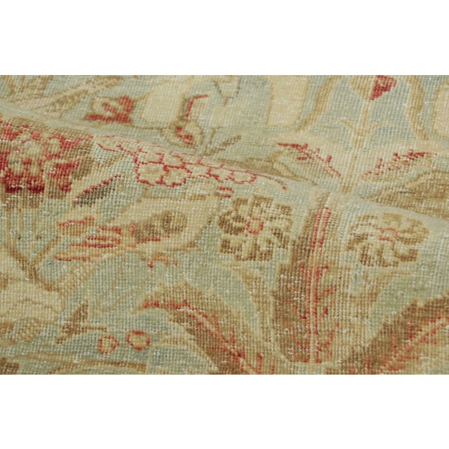 Antique Persian Tabriz Rug in Green and Terracotta Floral Design - Rug & Kilim For Sale In New York - Image 6 of 7